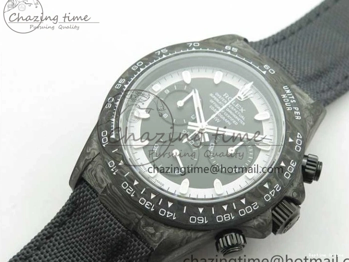 0601 Daytona DIW Carbon OMF Best Edition Black White Dial on Black Nylon Strap A OnTrend 2843